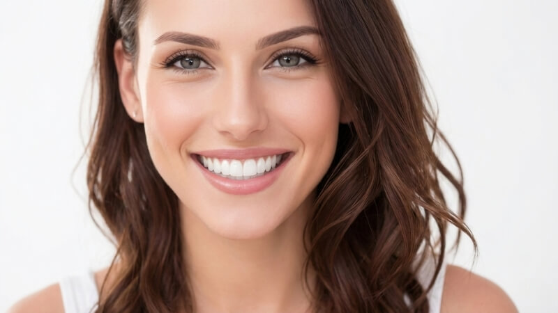 Close-up of AI generated face showing blurred teeth and tongue glitch