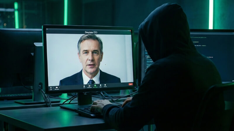 Hacker using AI deepfake to impersonate a CEO during a video call