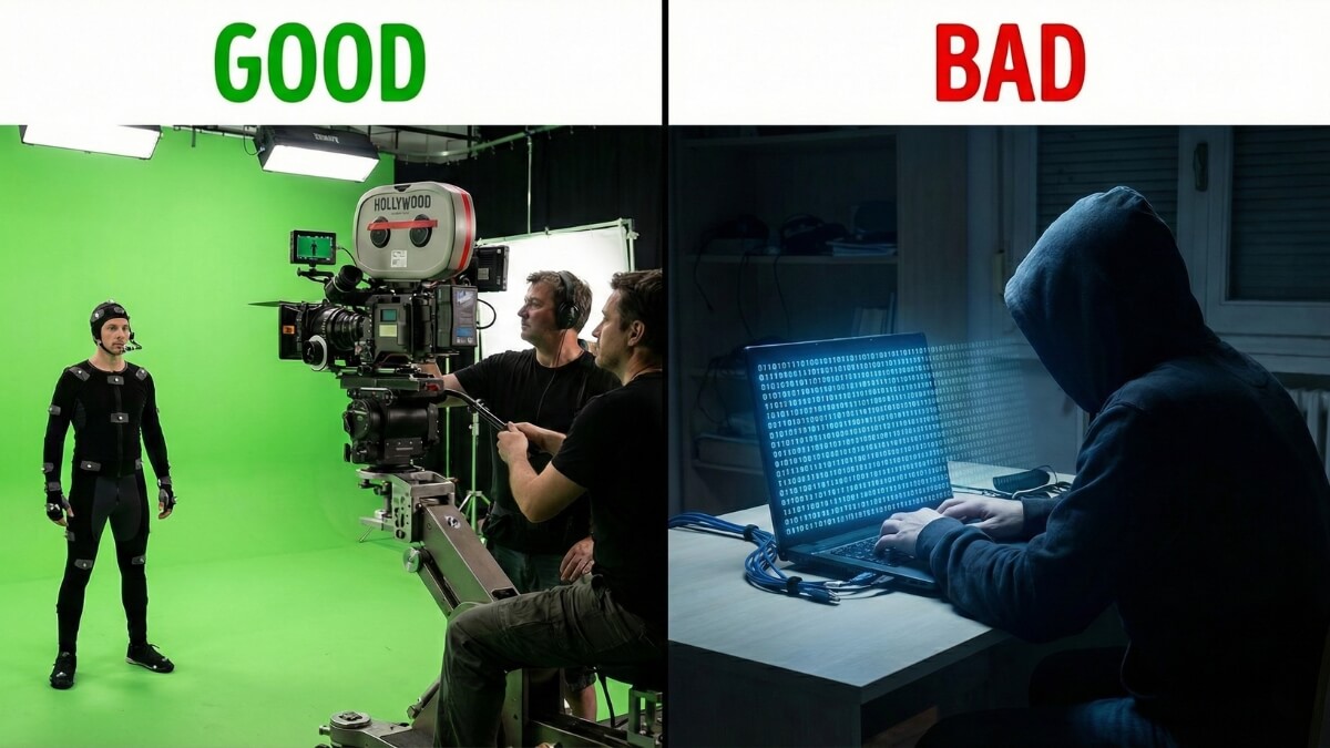 Comparison of Hollywood movies using CGI vs malicious deepfakes